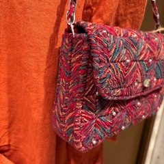 赤系ハンドバッグ 着物作家作一点もの 特価の画像