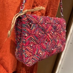 赤系ハンドバッグ 着物作家作一点もの 特価の画像