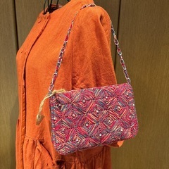 赤系ハンドバッグ 着物作家作一点もの 特価の画像