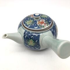 ss7941　有田焼 風の木窯 汲出碗5客揃＆急須セット 汲み出し茶碗 煎茶碗 湯飲み茶碗 横手型 きゅうす 茶器 お茶 陶器 焼物 和食器 工芸品 茶器揃え 中古の画像