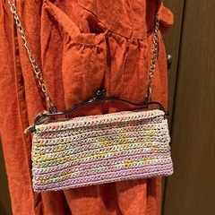 がま口ショルダーバッグ ピンク系の画像