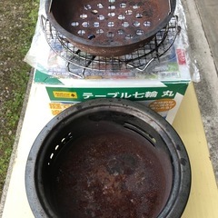 Natural Season テーブル七輪丸 屋外専用 炭火焼き キャンプ　秋刀魚焼きの画像
