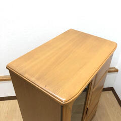 ss7945　サイドボード 幅60cm 引出4杯 上段鍵付き 扉収納 木製 ライトブラウン リビング収納 キャビネット リビングボード ミドルボード 中古の画像