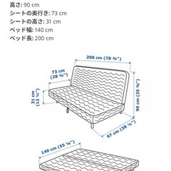 （汚れあり）IKEA 3人掛けソファベッドの画像