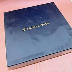 カガミ クリスタル 盛皿 ガラスプレート 大皿 葉っぱ模様 リーフデザイン 食器 透明プレート KAGAMI CRYSTAL 箱付き ギフト 未使用品の画像