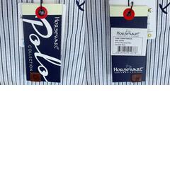 【未使用】HORSEWARE Tilly Jersey Polo 半袖ポロシャツ XS ホワイト/ネイビー レディース 乗馬 馬術の画像