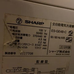 SHARP 洗濯機  ES-GE4Bの画像