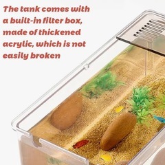 【新品】フィルター付き小型水槽、アクリル製アクアリウムタンク、フィルターとクォーツボール付き、オフィス・リビング・玄関などあらゆるシーンに最適、静かで透明（ポンプ別売り）の画像