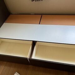 売切りセール！美品 ニトリ シングルベッド引出し付き  サファリ3 ボンネルコイルスプリングマットレス付きの画像