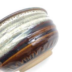 ss7960　春景作 建水 陶器製 茶道具 建水 こげ茶 ダークブラウン系 こぼし 茶こぼし モダン 和食器 茶器 陶器 焼物 和小物 建水 中古の画像