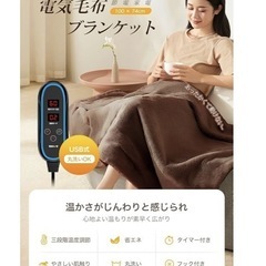 【新品未使用】電気毛布 電気ひざ掛け ブラウン 100×74cm 電気ブランケット 掛敷兼用 タイマー 自動オフ アウトドア 車中泊 の画像