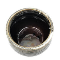 ss7961　陶器製 蓋付き壺 こげ茶 漬物容器 丸壺 保存容器 瓶 つぼ かめ レトロ 容器 ダークブラウン モダン 和小物 インテリア 陶器壺 中古の画像