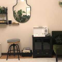 IKEA　ウッド×スチール脚　スツールの画像