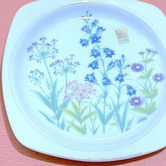 【未使用・ケース入】白磁 四季の花柄 プレート＆ピックセット 5枚組／銘々皿／取り皿／花模様／和モダン／箱付き／食器セット／ギフト／来客用の画像