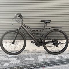 【7万で購入】マウンテンバイク 黒 26インチ 美品 マットブラック 極太タイヤ 高級名門シマノ社製変速搭載 MTB　BMX ビーチクルーザー ファットバイク クロス ピスト ロードお洒落 自転車【早い者勝ち】の画像