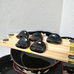 未使用　有田焼　慶斎窯　焼汁椀 多用途丼揃天目桔梗約16cmお箸　箸置お盆5客の画像