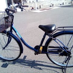26インチ　ネイビー　ママチャリ　LEDライトの画像