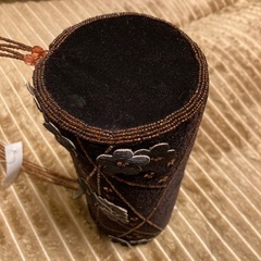 花柄＆ビーズ＆スパンコール　ダークブラウン ベロアパーティーバッグ
の画像