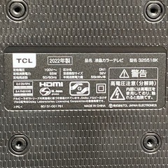 ※　TV TCL 32インチ　32S518K リモコンあり　2022年製　動作確認済みの画像