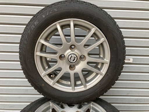 No.169スタットレスタイヤ155/65R13 4H PCD100 アルミホイール付4本セット