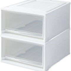 【お値段相談可】アイリスオーヤマ 収納ケース  幅39×奥行50×高さ23.2cm  2個セット　ホワイト/クリア BC-Lの画像