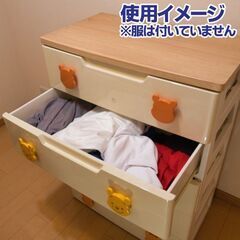【子供用・中古】５段子ども服チェスト・本棚（絵本ラック）の２点セット　※取りに来ていただける方の画像