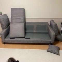 【オットマン付き】ニトリ3人掛けソファ【中古】の画像