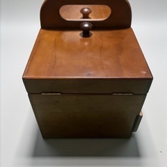 昭和レトロ 木製裁縫箱 二段式 赤い内装の画像