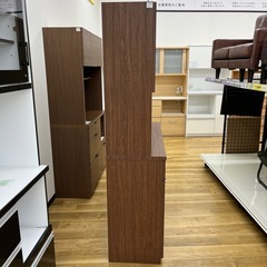 レンジボード ３枚扉 ブラウン×ホワイト キッチン家具 のご紹介です！の画像