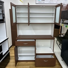 レンジボード ３枚扉 ブラウン×ホワイト キッチン家具 のご紹介です！の画像