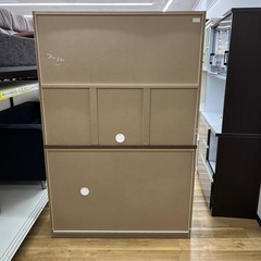 レンジボード ３枚扉 ブラウン×ホワイト キッチン家具 のご紹介です！の画像