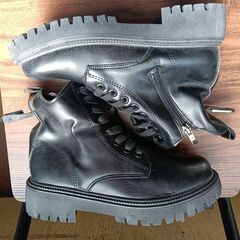 新品 22.5cm レディース ブーツ ブラック 厚底 シューズ サイドゴア 識別番号:【B152-S】の画像