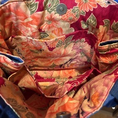 猫ワッペンデザインバッグ 着物作家作一点もの 特価の画像