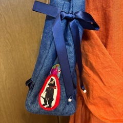 猫ワッペンデザインバッグ 着物作家作一点もの 特価の画像