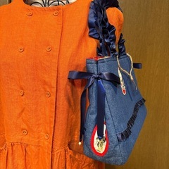 猫ワッペンデザインバッグ 着物作家作一点もの 特価の画像