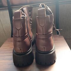 新品 23cm レディース ブーツ ブラウン 厚底 シューズ サイドゴア 識別番号:【B154-S】の画像
