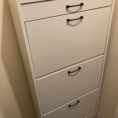 【美品】シューズボックス 3段 薄型 18足収納 木製 下駄箱  引き出し付きの画像