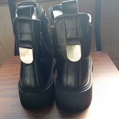 新品 22cm レディース ブーツ ブラック 厚底 シューズ サイドゴア 識別番号:【B155-S】の画像