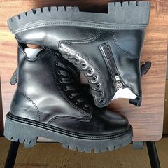 新品 22cm レディース ブーツ ブラック 厚底 シューズ サイドゴア 識別番号:【B155-S】の画像