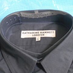 未使用　キャサリンハムネット　長袖シャツ　Ｌサイズ　黒　メンズ　KATHARINE HAMNETT LONDONの画像