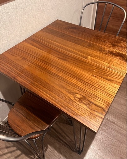 正方形ダイニングテーブル&イス2脚セット