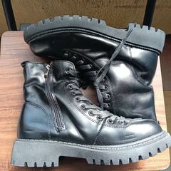 新品 25cm レディース ブーツ ブラック 厚底 シューズ サイドゴア 識別番号:【B158-S】の画像