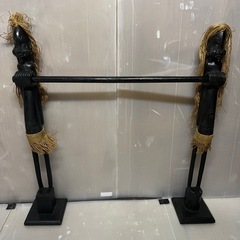 アジアン家具 木製彫刻人形 2体セット　バリ雑貨 アジアン雑貨　パリ島　木彫りの画像