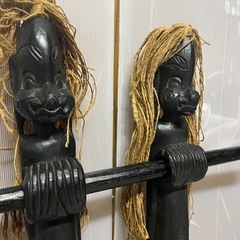 アジアン家具 木製彫刻人形 2体セット　バリ雑貨 アジアン雑貨　パリ島　木彫りの画像