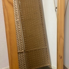 木製スタンドミラー／全身鏡／姿見／ナチュラル／150cmの画像