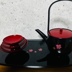 山中塗　屠蘇器セット　小梅柄の画像