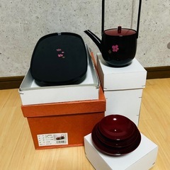 山中塗　屠蘇器セット　小梅柄の画像