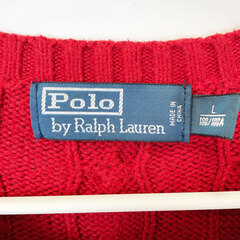 ラルフローレン ニット セーター 刺繍 L レッド 0186192COL メンズ RALPH LAURENの画像