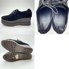Heather ヘザー 厚底 スエード シューズ M ブラックの画像