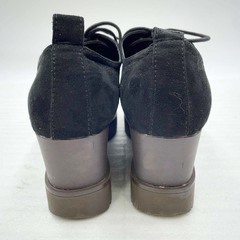 Heather ヘザー 厚底 スエード シューズ M ブラックの画像
